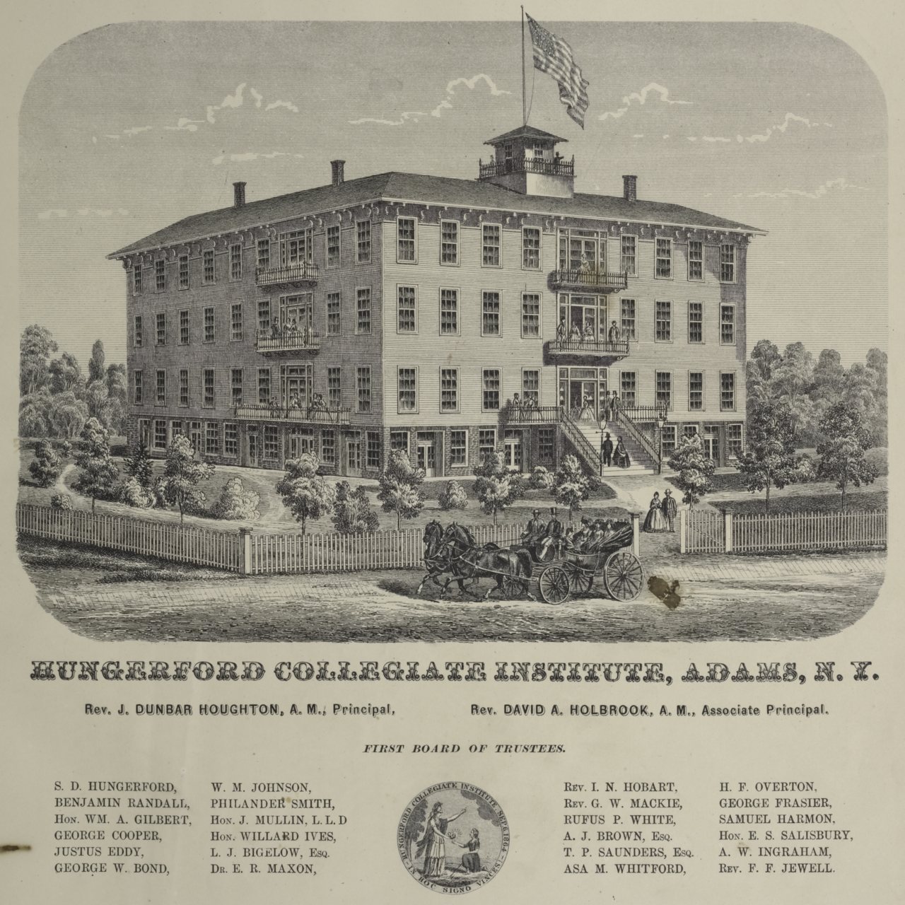 Hungerford Collegiate Institution, Adams, N.Y. Rev. J. Dunbar Houghton, A. M., Principal , Rev. David A. Holbrook, A. M…