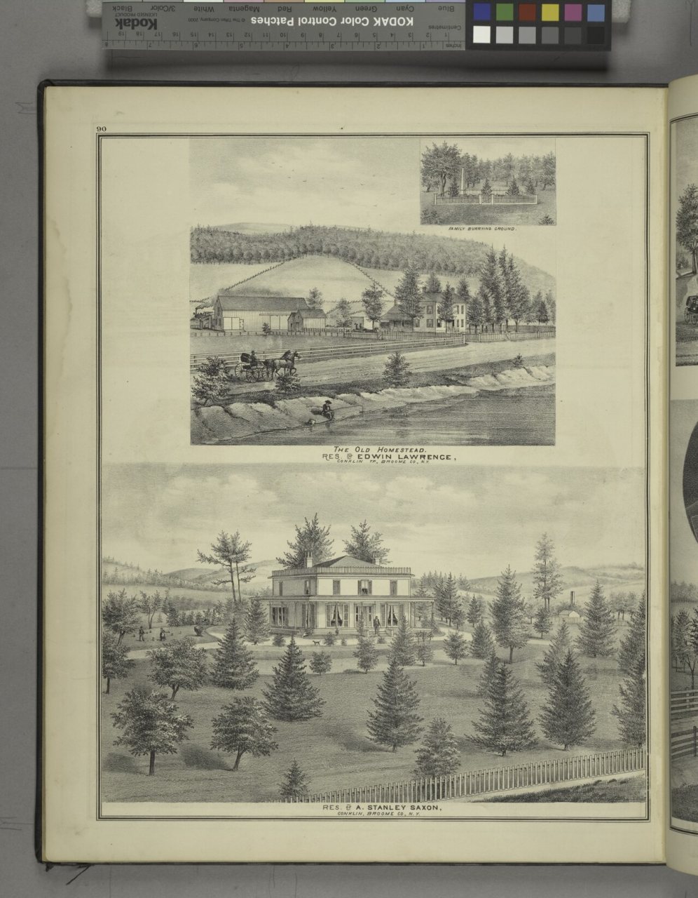 Family Burying Ground; The Old Homestead, Res. of Edwin Lawrence, Conklin TP Broome Co., N.Y.; Res. of A. Stanley Saxen…