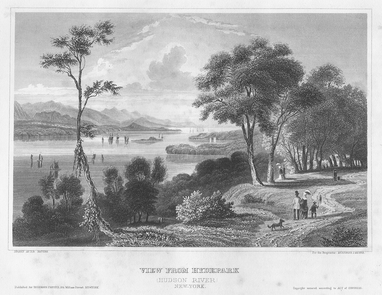View from Hydepark to Hudson River New York