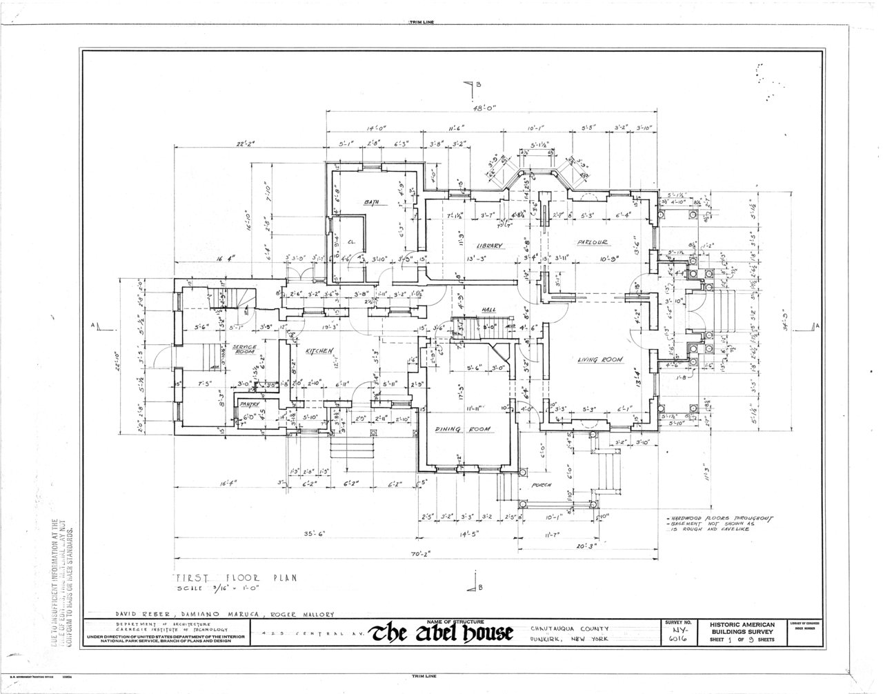 HABS NY,7-DUNK,1- (sheet 1 of 9) - Abel House, 429 Central Avenue