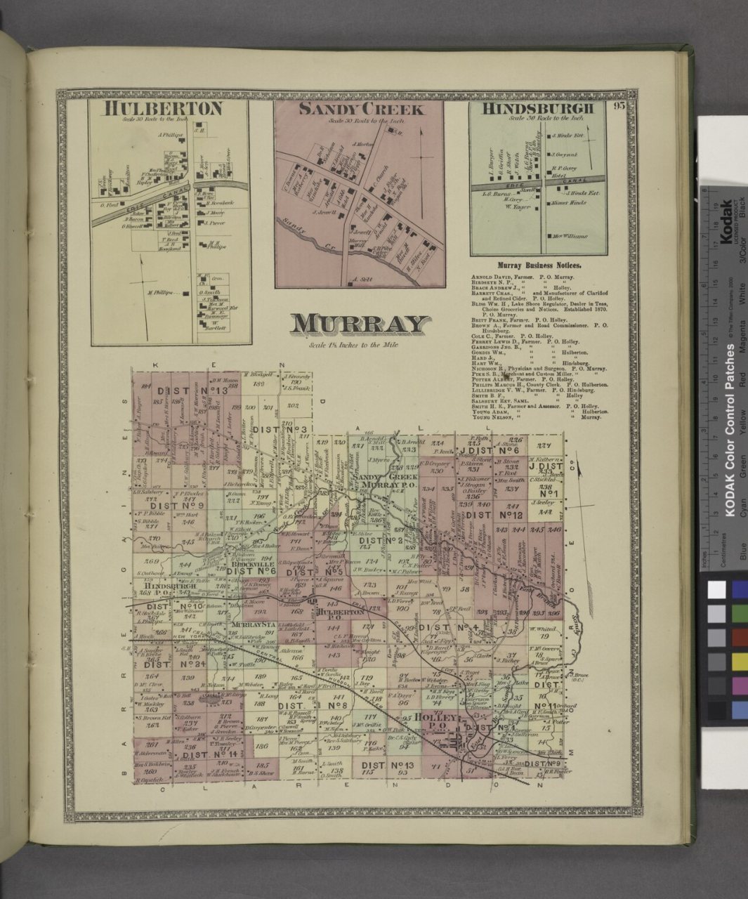 Hulberton (Village); Sandy Creek (Village); Hindsburgh (Village); Murray (Township); Murray Business Notices