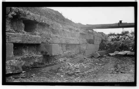 Historic American Buildings Survey, Walter H. Cassebeer, Photographer June 1936, DETAIL OF DEMOLITION, NORTH LOCK, SOUT…