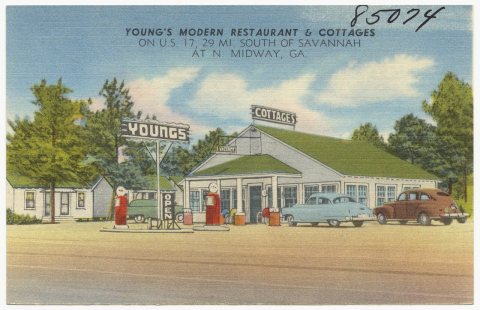 Young's Modern Restaurant & Cottages on U. S. 17, 29 mi. south of Savannah at n. Midway, Ga