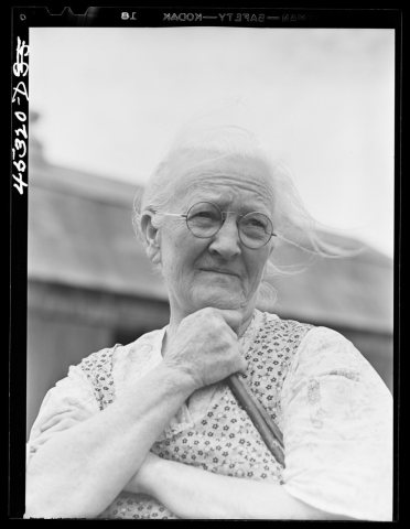 Mrs. Carrie E. Loadwick, lifelong resident of area being taken over by the Army, who is moving to the town of Adams. Le…