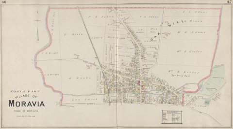Cayuga County, Left Page (Map of North part village of Moravia, Town of