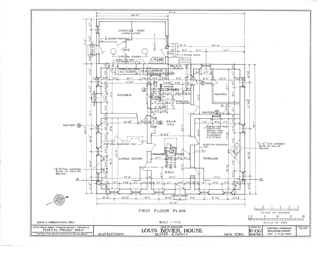 HABS NY,56-MARB,1- (sheet 1 of 10) - Louis Bevier House, State Route 213 Vicinity