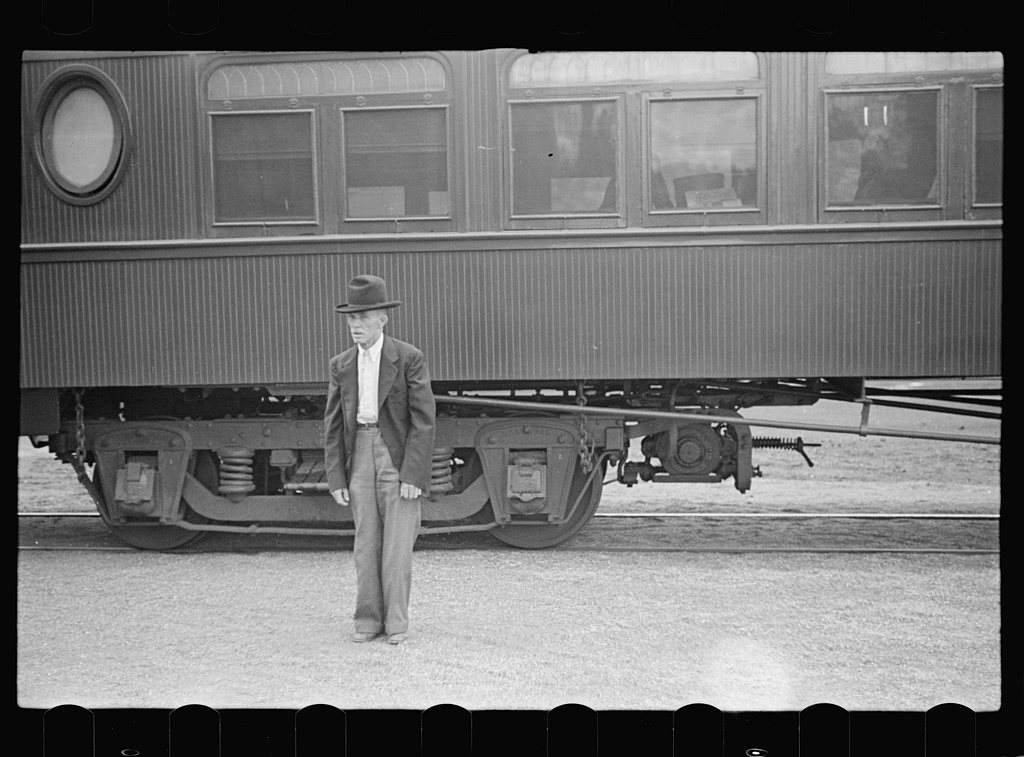 Man in railroad station