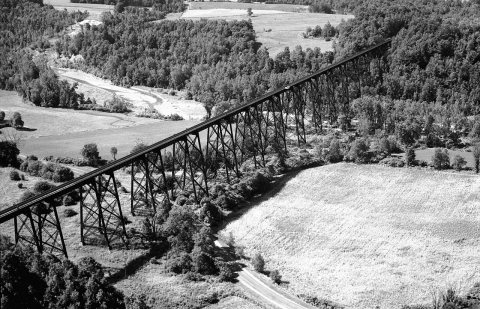 Aerial view of bridge - Erie Railway, Allegany Division, Rush Creek, Fillmore, Allegany County, NY HAER NY,2-FILM.V,2-2…