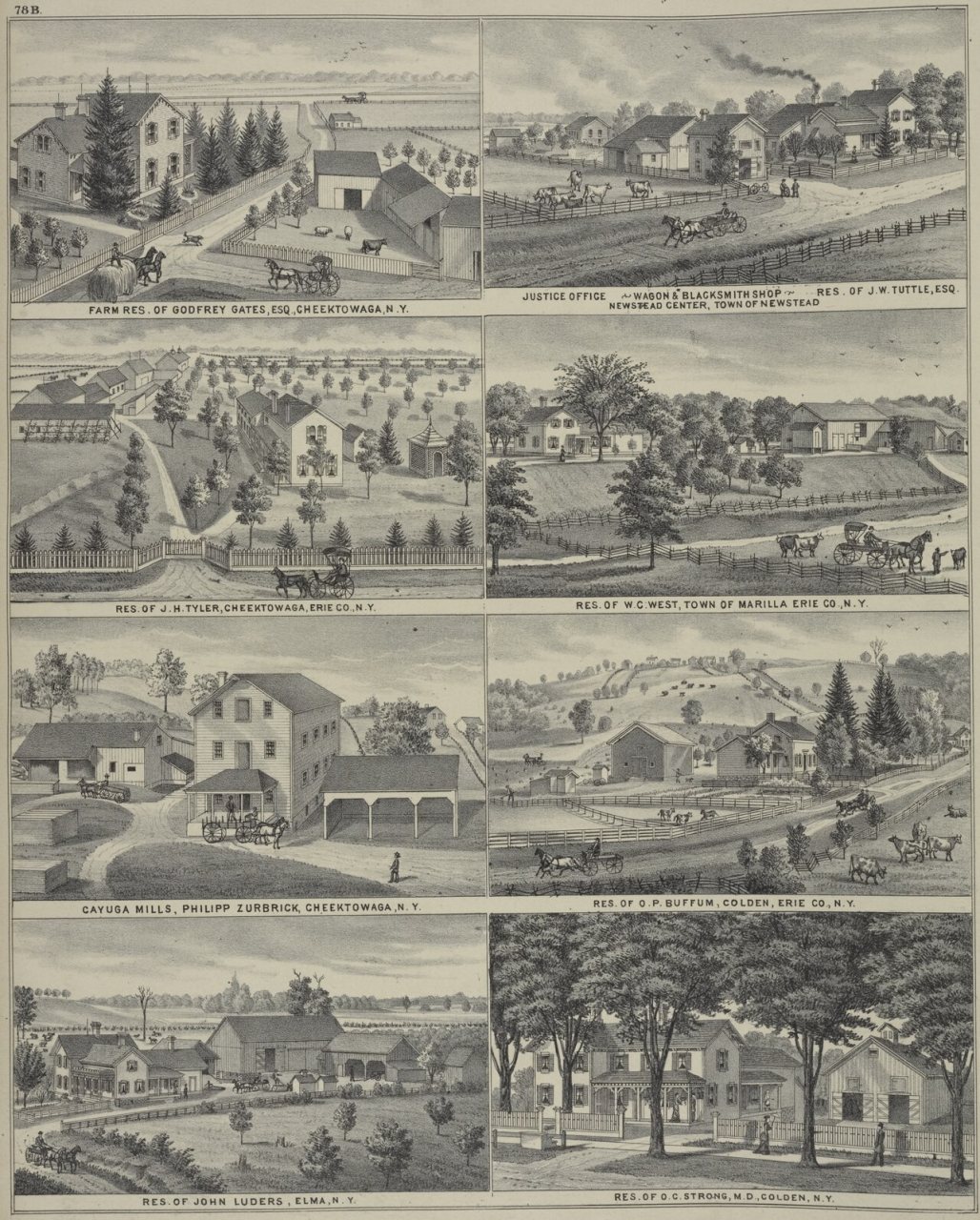 Farm Res. of Godfrey Gates, Esq., Cheektowaga, N.Y.; Res. of J. H. Tyler, Cheektowaga, Erie Co., N.Y. ;Cayuga Mills, Ph…