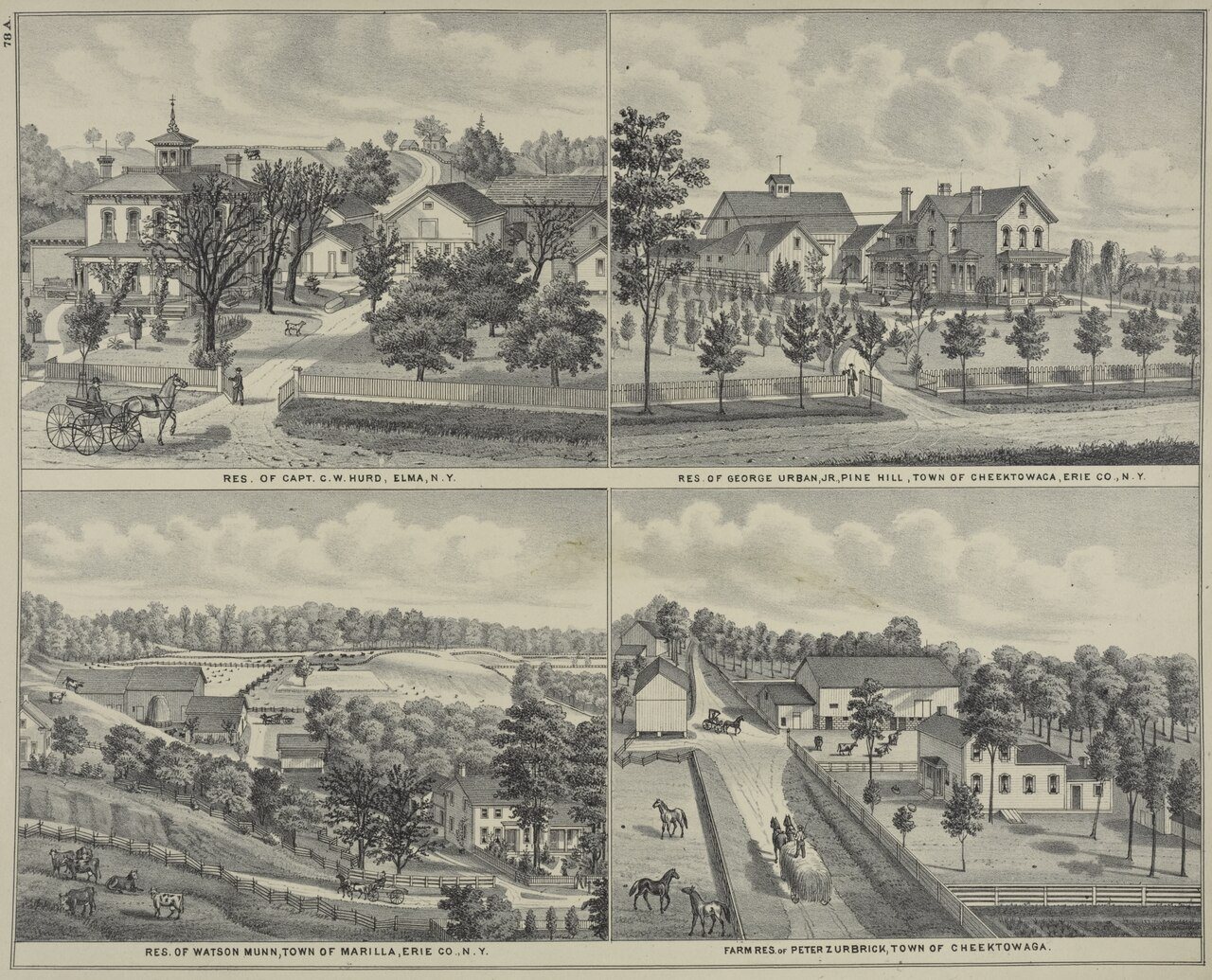 Res. of Capt. C. W. Hurd, Elma, N.Y.; Res. of George Urban, Jr., Pine Hill, Town of Cheektowaca, Erie Co., N.Y.; Res. o…