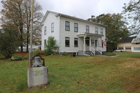 Library and School Bell in the Berkshire Village Historic District
