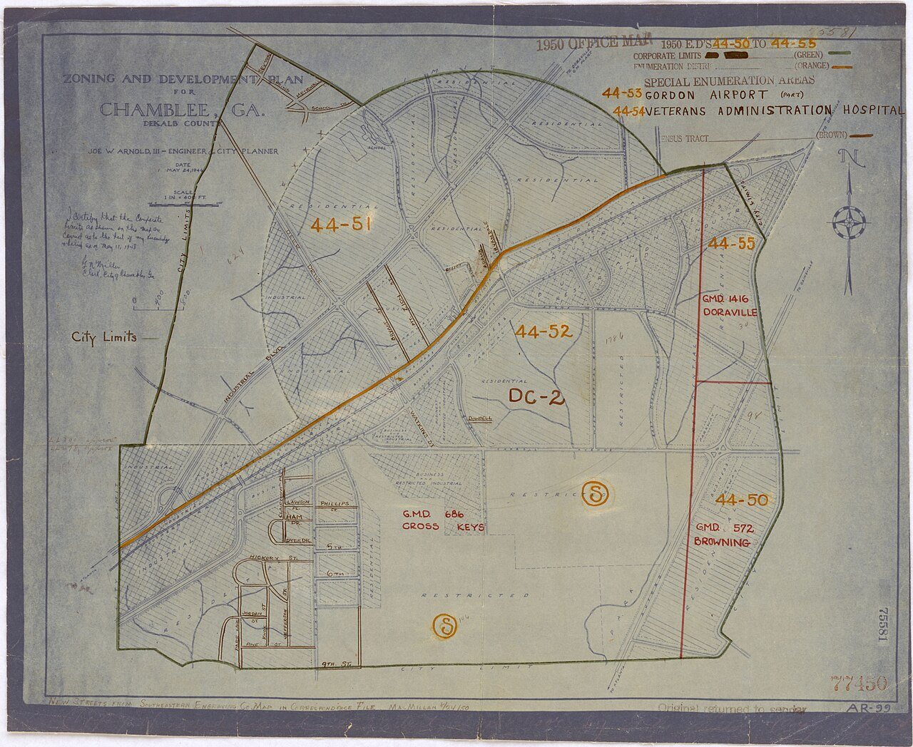 1950 Census Enumeration District Maps - Georgia (GA) - De Kalb County - Chamblee - ED 44-50 to 55