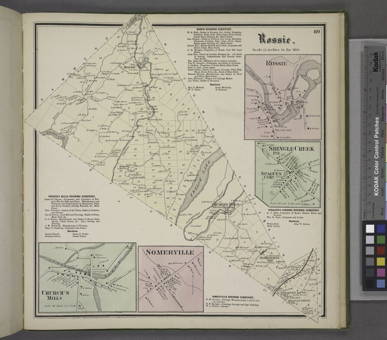 Rossie (Township); Rossie Business Directory.; Church's Mills Business Directory.; Churchs's Mills (Village); Somervill…