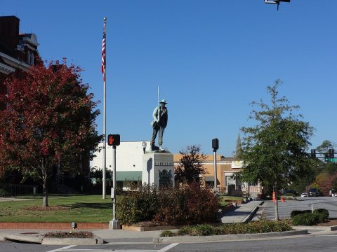 Confederate Statue and Flagpole