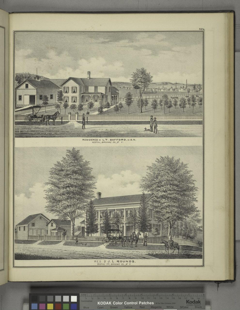 Residence of L.T. Safford, U.S.N., Vestal, Broome Co., N.Y; Res. of J.L. Rounds, Vestal TP, Broome Co., N.Y