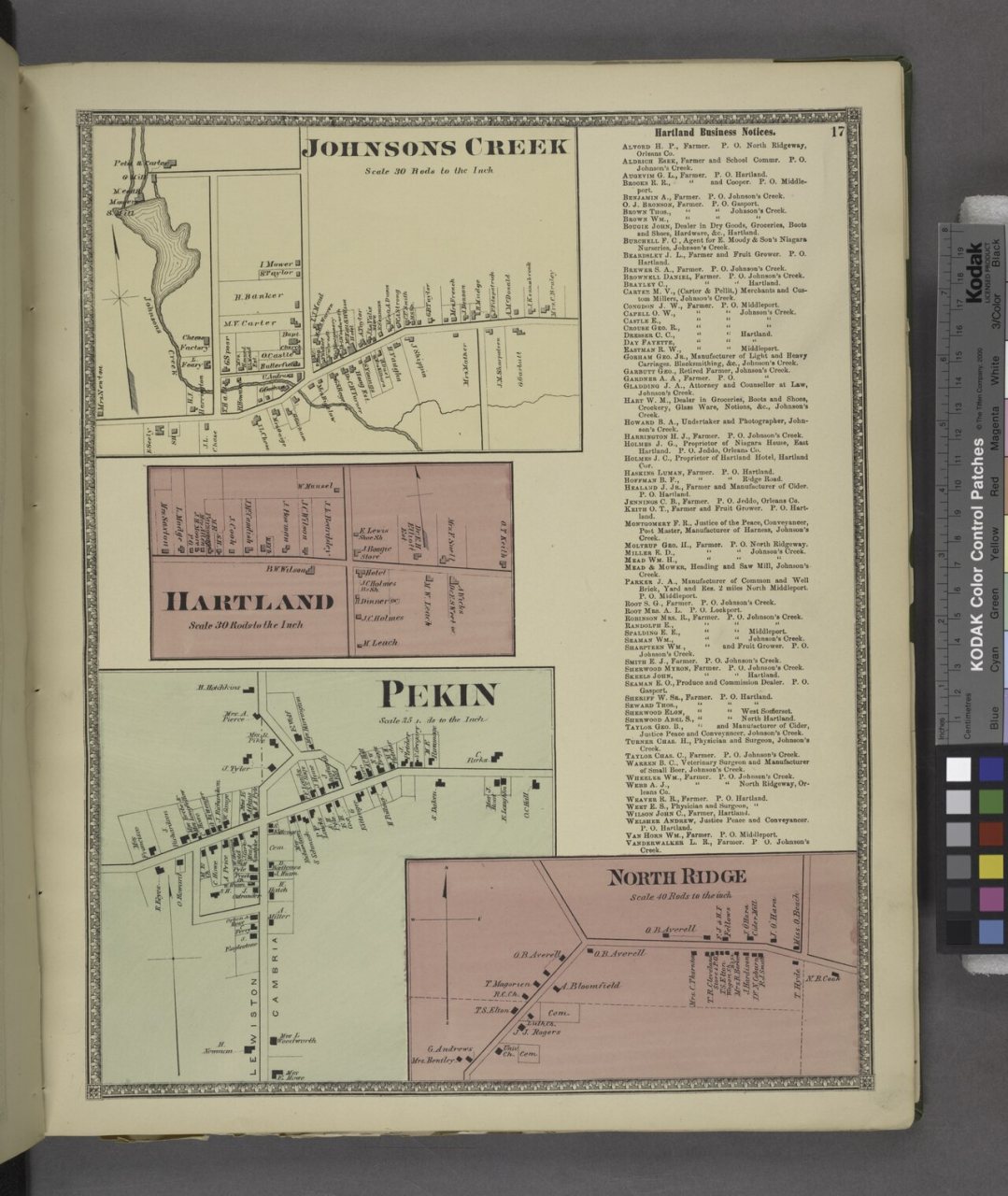 Johnsons Creek (Village); Hartland (Village); Pekin (Village); North Ridge (Village); Hartland Business Notices