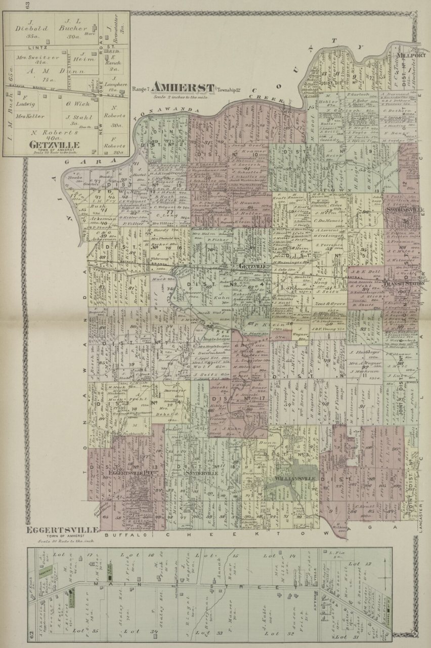 Eggertsville (Village); Getzville (Village); Amherst (Township)