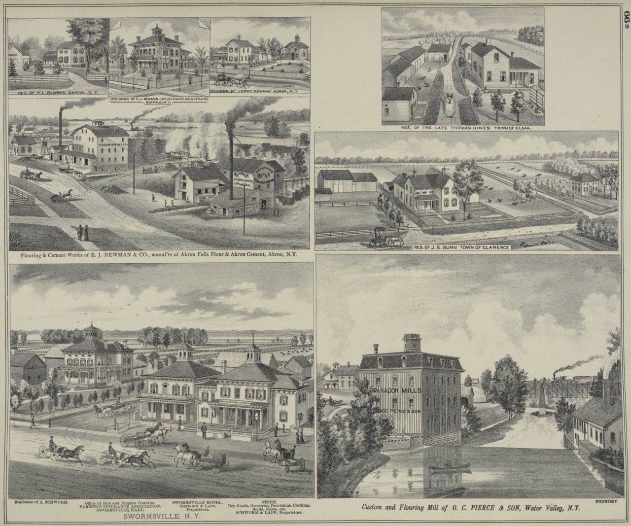Flouring and Cement Works of E. J. Newman and Co., manuf'rs of Akron Falls Flour and Akron Cement, Akron, N.Y.; Res. of…