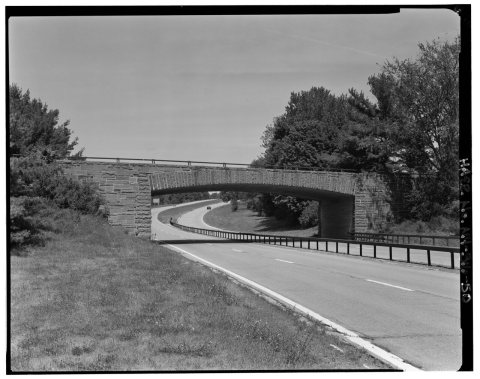 SALT POINT TURNPIKE (N.Y. ROUTE 115) UNDERPASS, BRIDGE ELEVATION, VIEW NW. - Taconic State Parkway, Poughkeepsie, Dutch…