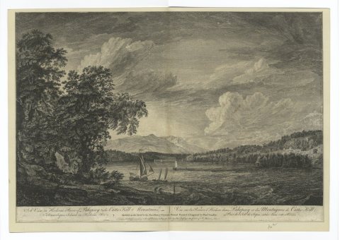 A view in Hudson's river of Pakepsey of the Catts-Kille mountains from Sopos Island in Hudson's river