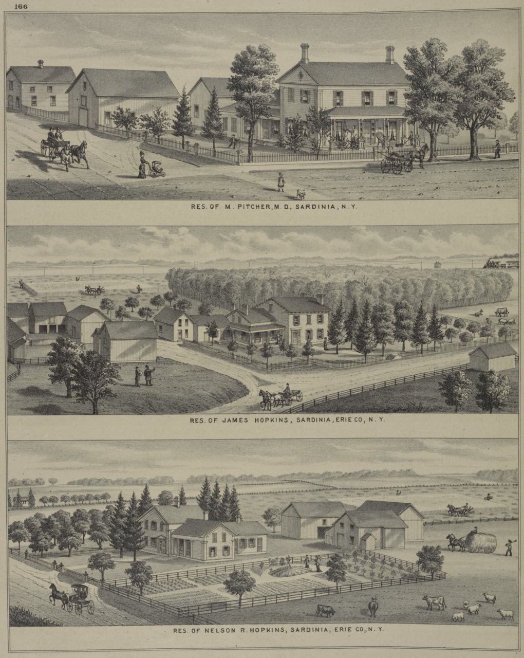 Res. of M. Pitcher, M. D. Sardinia, N.Y.; Res. of James Hopkins, Sardinia, Erie Co., N.Y.; Res. of Nelson R. Hopkins, S…