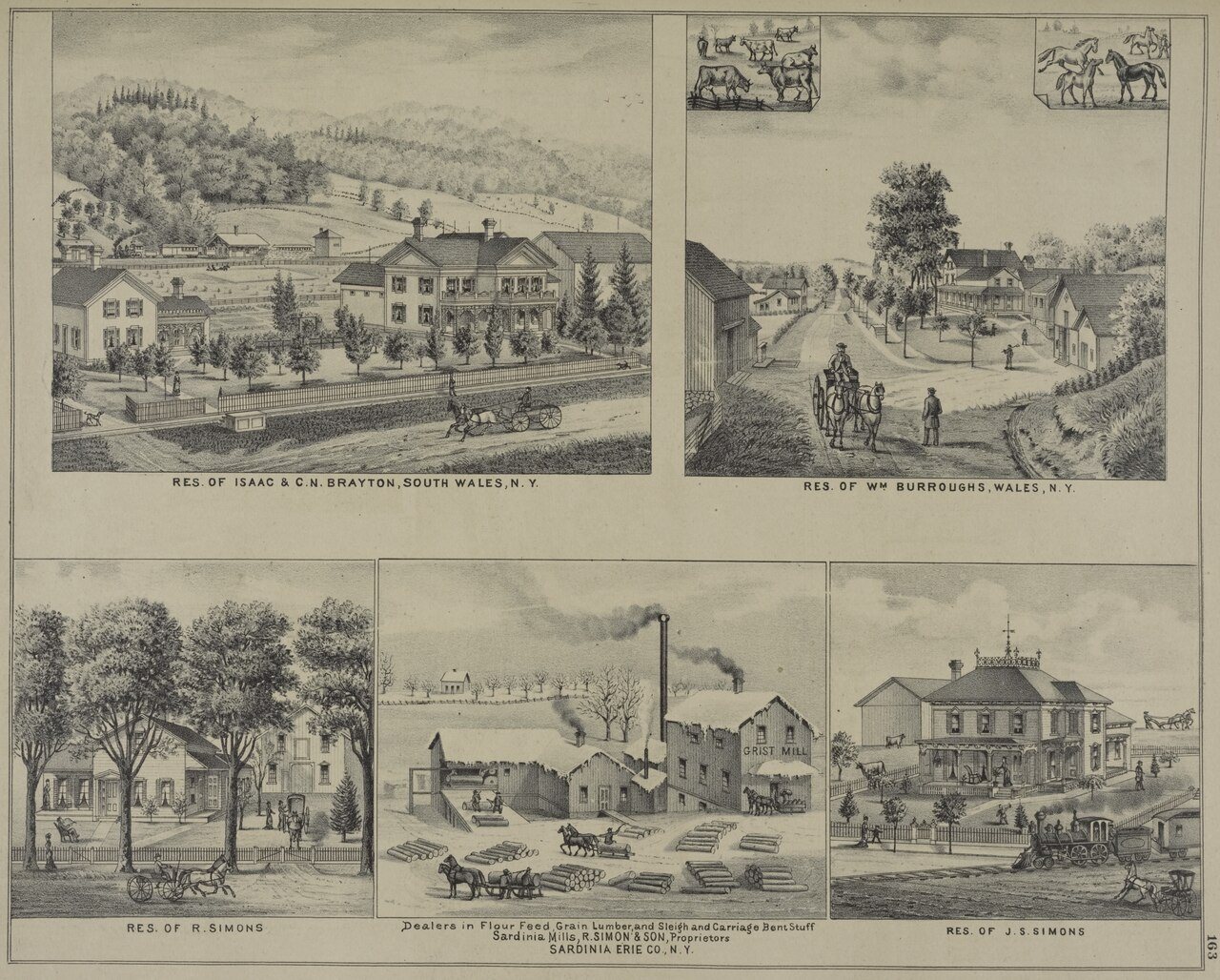Res. of Isaac and C. N. Brayton, South Wales, N.Y.; Res. of R. Simons; Res.of Wm. Buroughs, Wales, N.Y.; Dealers in Flo…