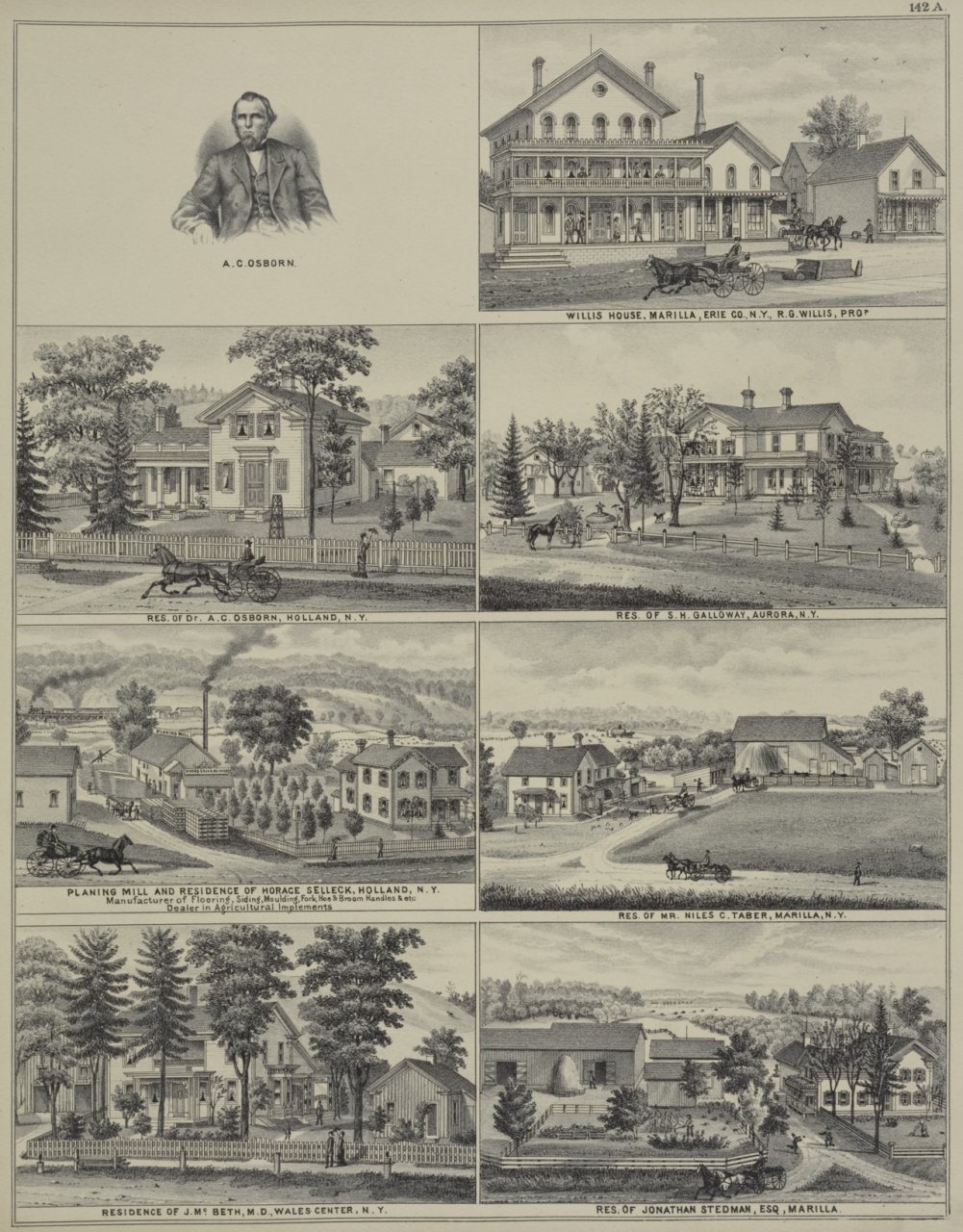 A. C. Osborn.; Res. of A. C. Osborn, Holland, N.Y.; Planing Mill and Residence of Horace Selleck, Holland, N.Y. Manufac…