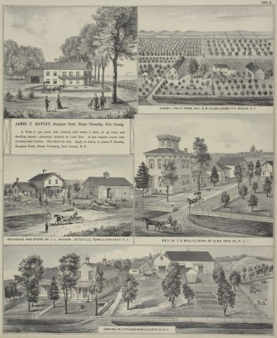 James T. Hawley, Sturgeon Point, Evans Township, Erie County.; Residence and Store of J. L. Getzville, Town of Amherst,…