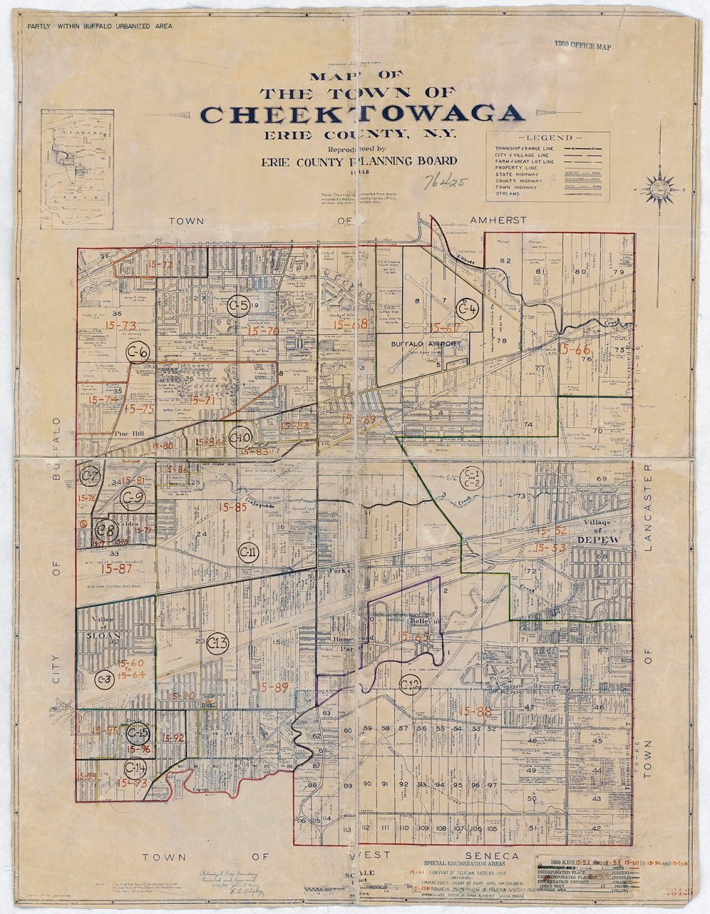1950 Census Enumeration District Maps - New York (NY) - Erie County - Cheektowaga Town - ED 15-52 to 53, 15-60 to 96, 1…