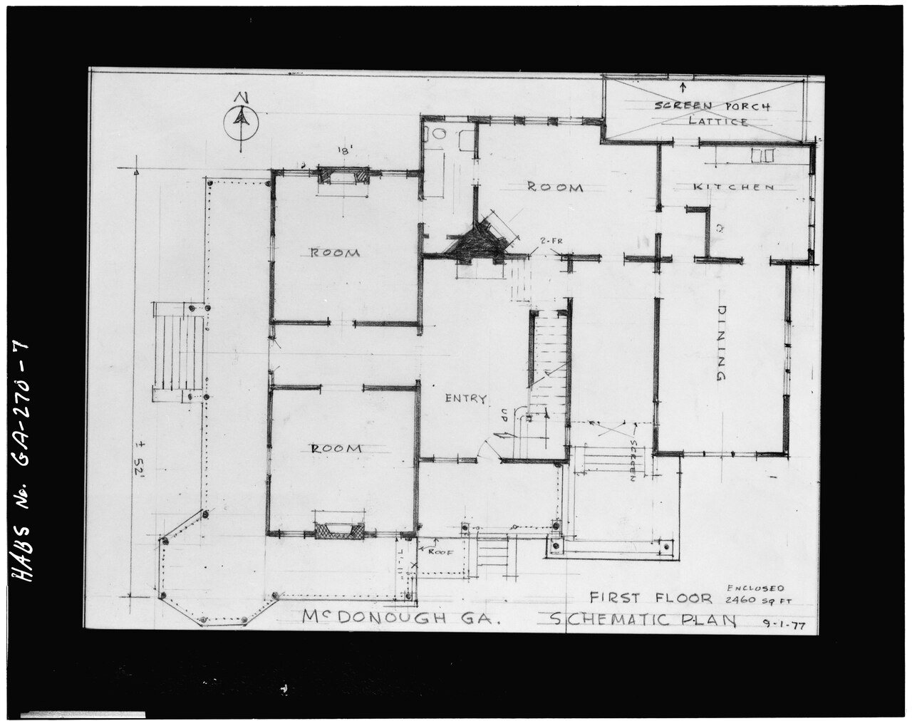 FLOOR PLAN, FIRST FLOOR (PHOTOCOPY) - Lowe-Turner House, 88 Keys Ferry Street