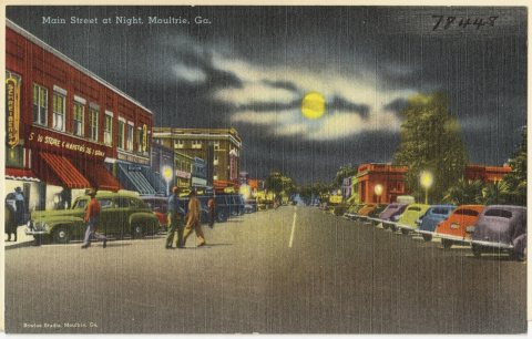 Main Street at night, Moultrie, Ga