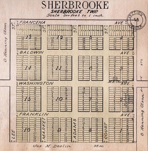 Map showing the plat of