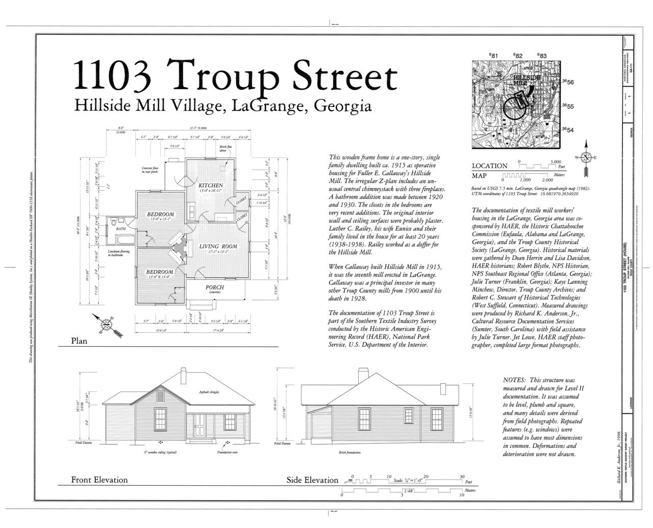 HAER GA,143-LAGR,38- (sheet 1 of 1) - 1103 Troup Street (House), 1103 Troup Street, La Grange, Troup County, GA