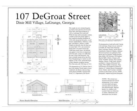 HAER GA,143-LAGR,23- (sheet 1 of 1) - 107 DeGroat Street (House), 107 DeGroat Street, La Grange, Troup County, GA