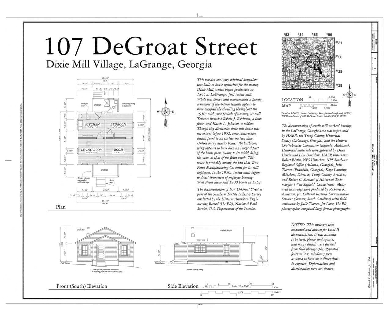 HAER GA,143-LAGR,23- (sheet 1 of 1) - 107 DeGroat Street (House), 107 DeGroat Street, La Grange, Troup County, GA