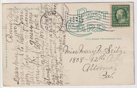 Birds Eye View of Rome, GA; Postcard Reverse