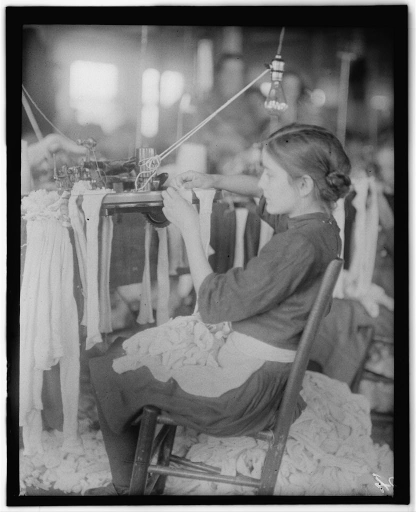 All these are workers in the Cherokee Hosiery Mill, Rome, Ga. Noon, April 10, 1913. The youngest are turners and looper…