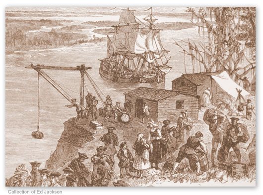 Ship James Unloading at Savannah 1733