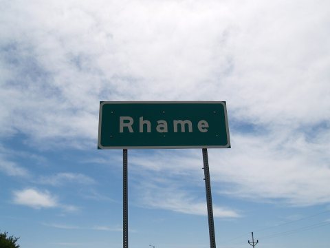 Rhame, North Dakota entrance sign