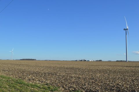 Benton Township windmills and corn stubble