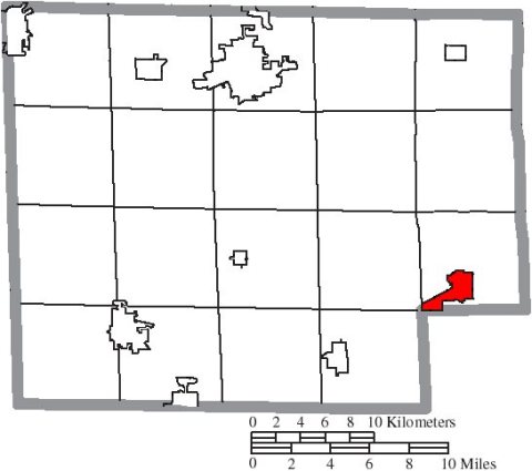 Map of Huron County Ohio Highlighting New London Village