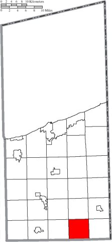 Map of Ashtabula County Ohio Highlighting Wayne Township