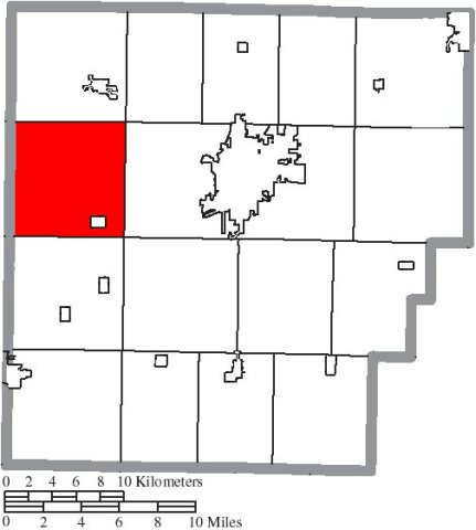 Map of Hancock County Ohio Highlighting Blanchard Township