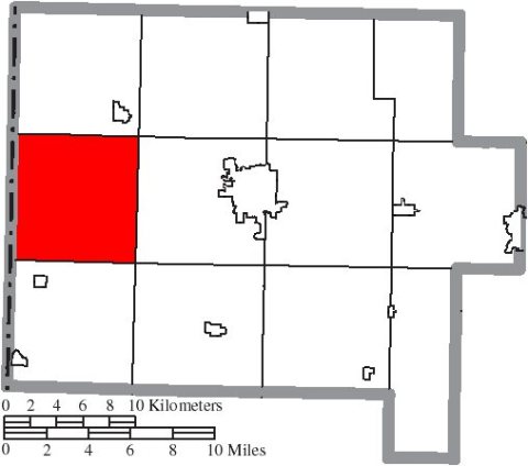 Map of Van Wert County Ohio Highlighting Harrison Township
