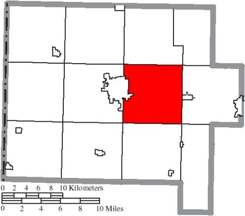 Map of Van Wert County Ohio Highlighting Ridge Township