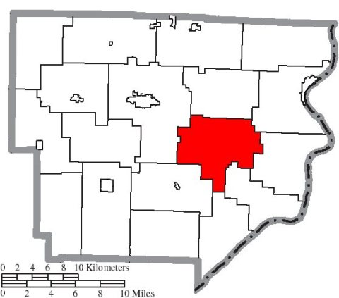 Map of Monroe County Ohio Highlighting Green Township