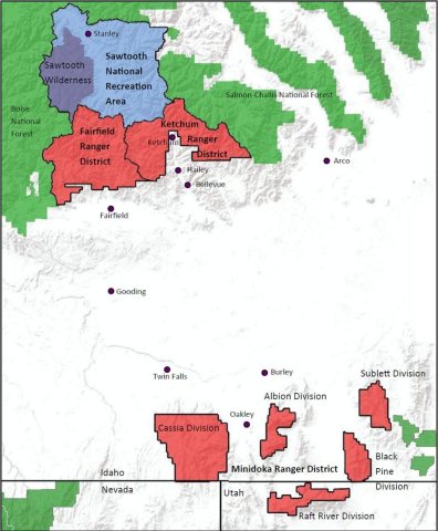 Sawtooth National Forest Map