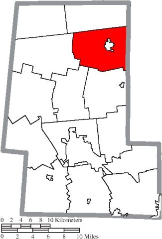 Map of Union County Ohio Highlighting Claibourne Township
