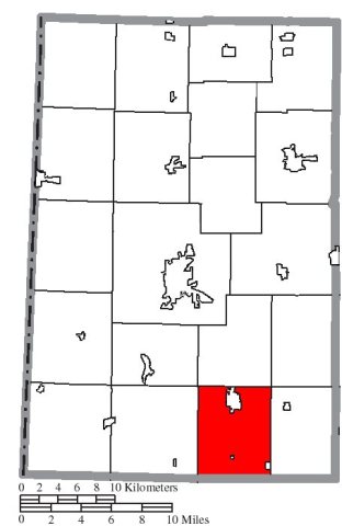 Map of Darke County Ohio Highlighting Twin Township