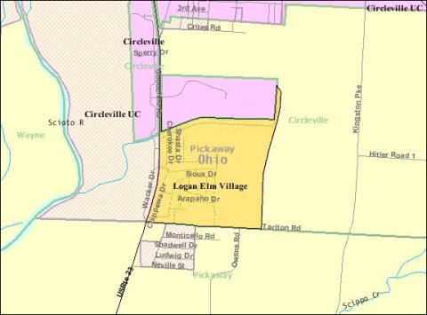 Detailed map of Logan Elm Village, Ohio
